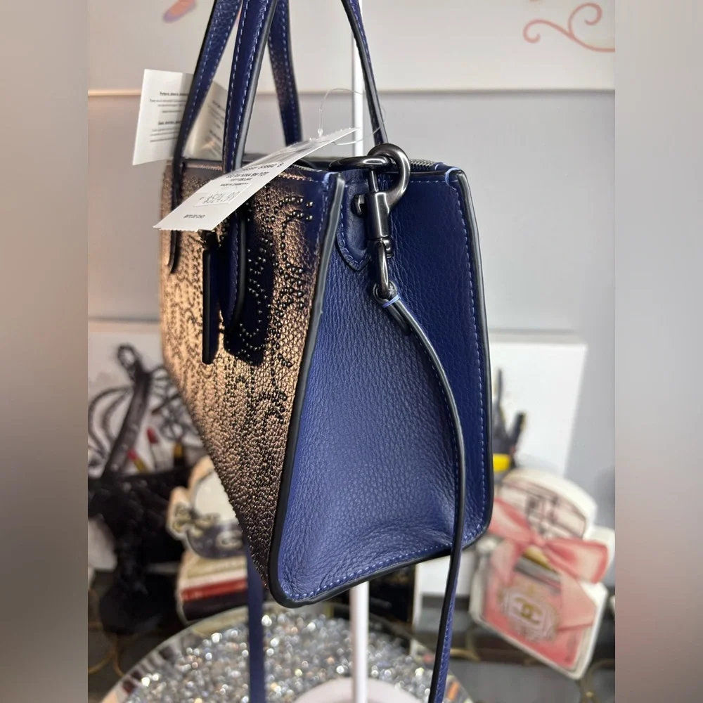 Coach Blue Textured Crossbody Bag with Adjustable Strap - Picture 7 of 15